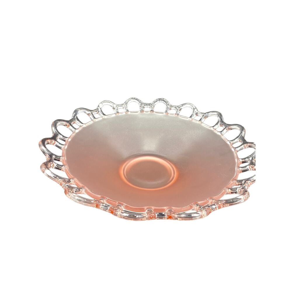 Lancaster Glass Open Work Shallow Round Bowl in Pink